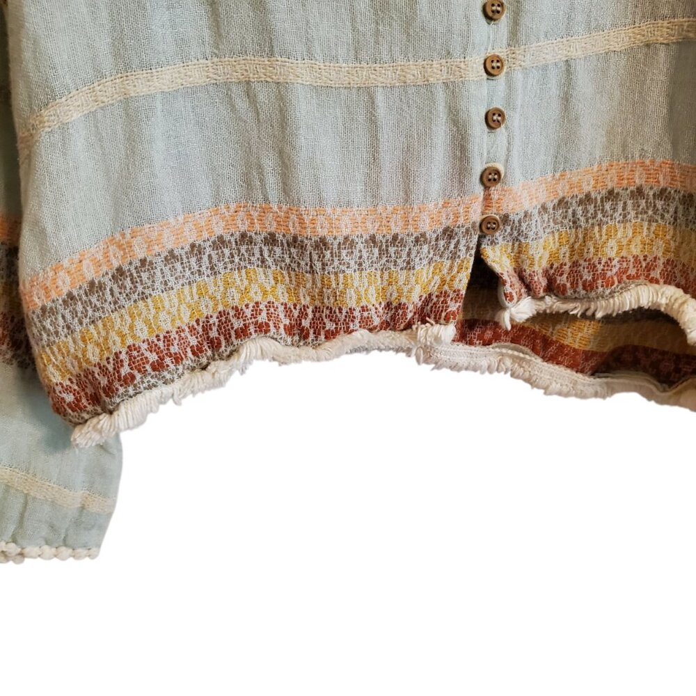 ZARA Cropped Linen Blend Cottage Core Farmhouse Cardigan Medium - Picture 6 of 16